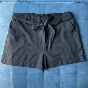 High Waist Linen Shorts with Tie Belt